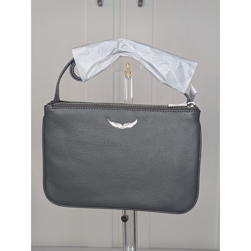 Zadig & Voltaire Duo Wings Leather Crossbody - Road (Gray), NWT